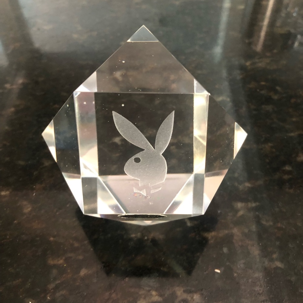 Vintage Collectible 60's Playboy Bunny Imported Crystal Hand Cut Paperweight 044